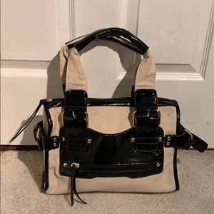 Black and cream handbag
